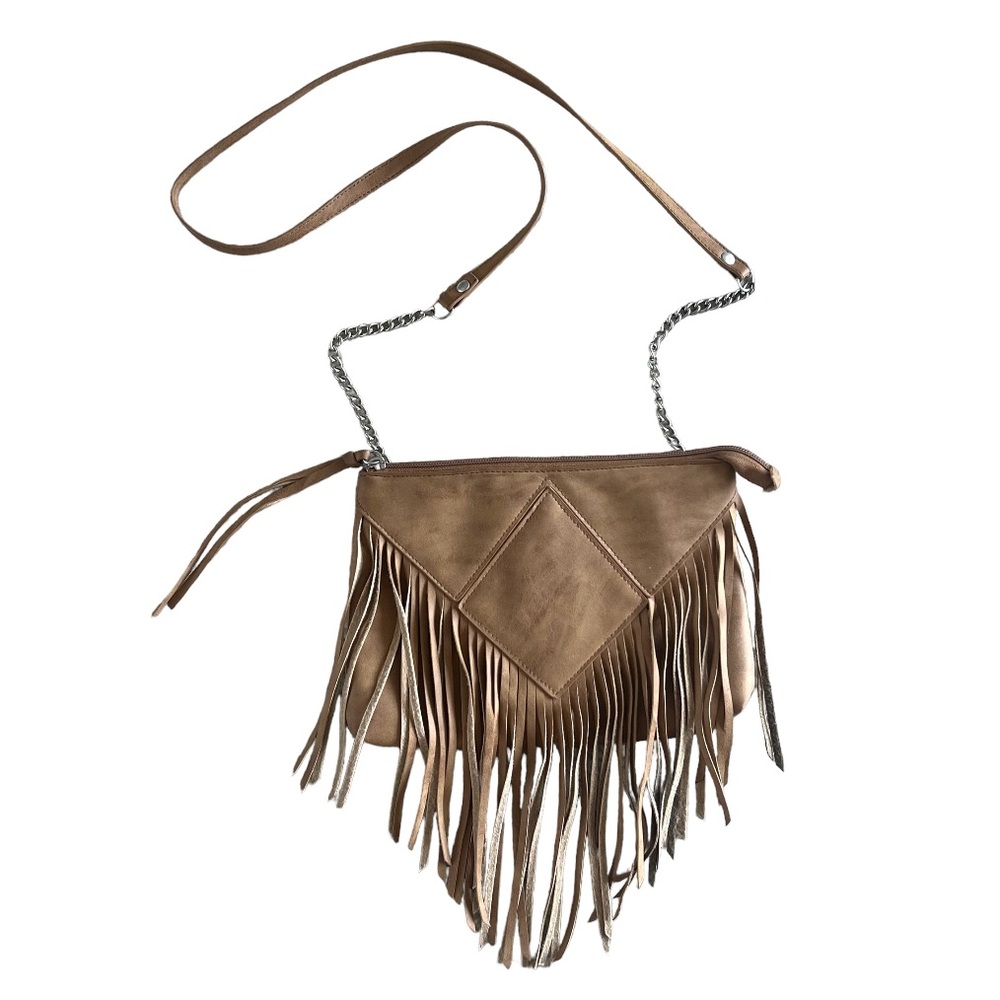 Crossbody brown fringe purse